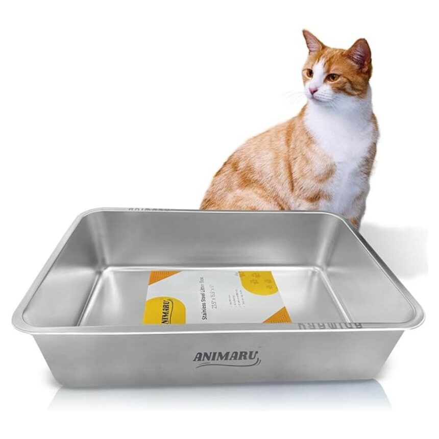 Extra Large Stainless Steel Litter Box Animaru Sustainable Cats