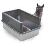 iPrimio Enclosed Sides Stainless Steel Litter Box for Big Cats