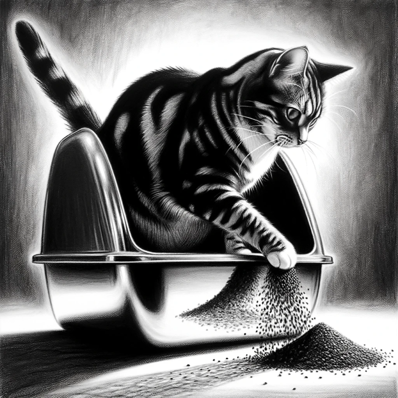 cat using the sustainable stainless steel litter box