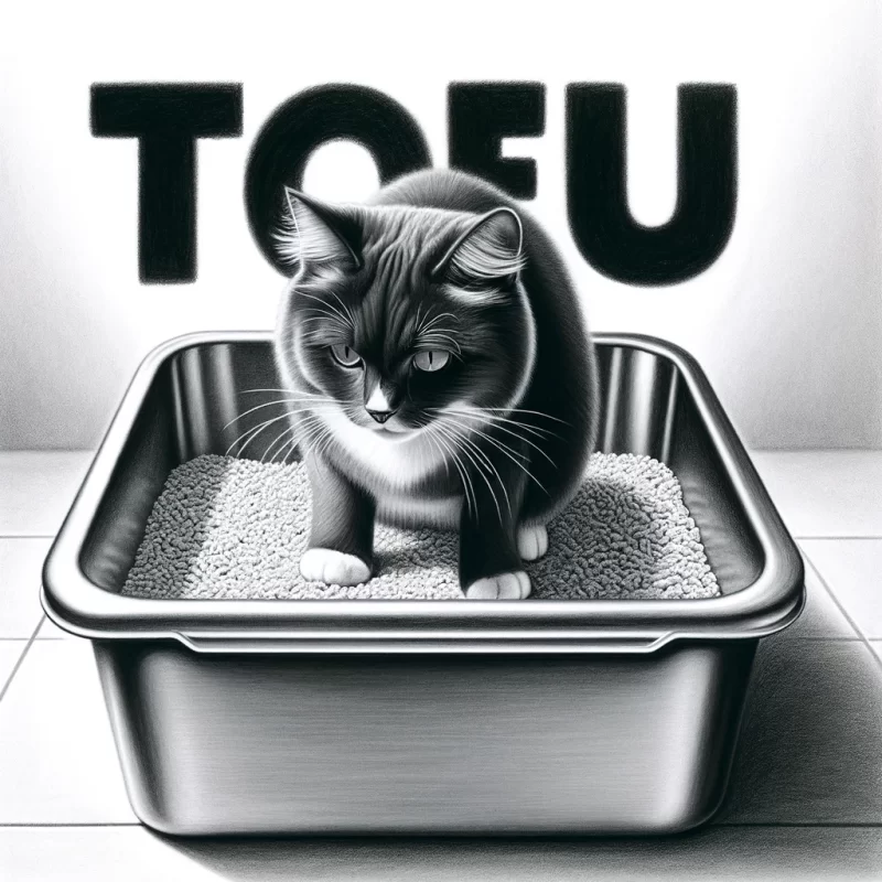 cat using stainless steel litter box with tofu litter