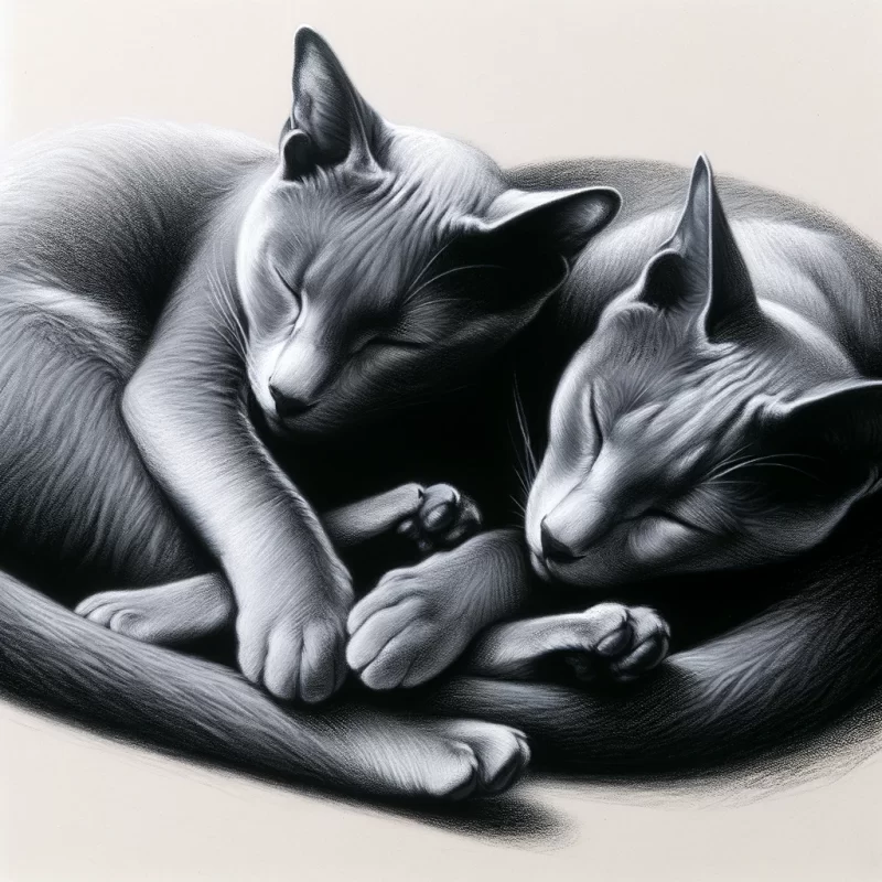 drawing of cats taking a nap