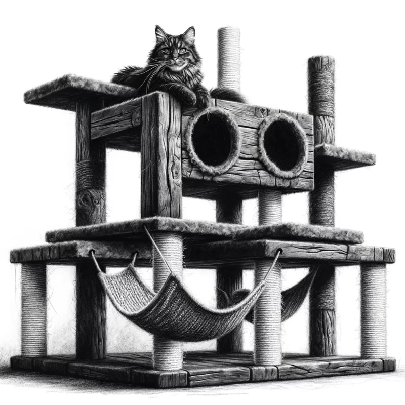 a recycled wood cat tree