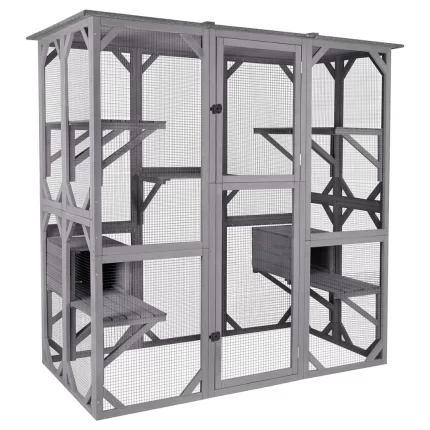 Aivituvin Cat House Outdoor Catio Kitty Enclosure with Super Large Door