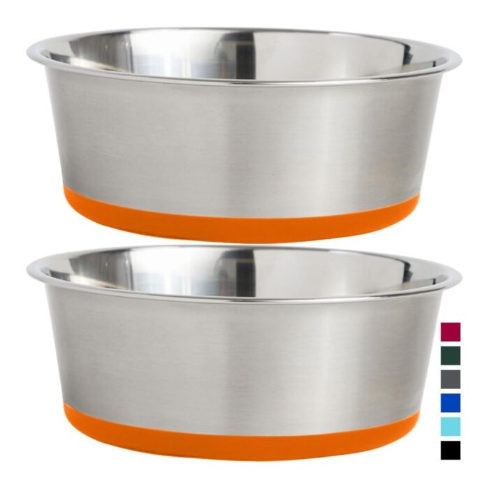 Gorilla Grip Stainless Steel Cat Bowl Set with Rubber Base