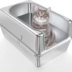 Kuntrust Stainless Steel Litter Box Entirely Metal high Side Litter Box XXL