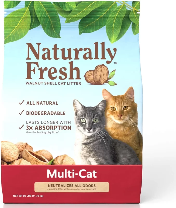 Naturally Fresh Cat Litter Walnut-Based Quick-Clumping Kitty Litter Unscented Multi-Cat-26-lb