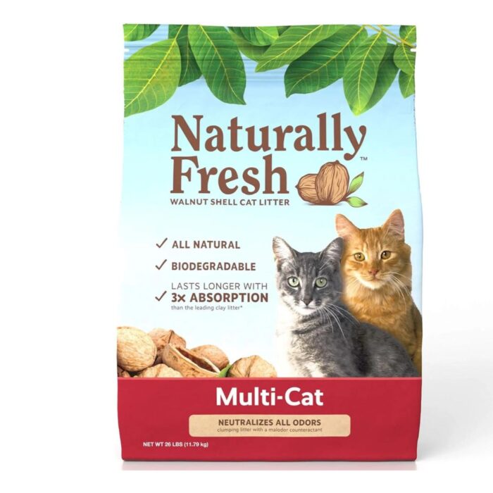Naturally Fresh Cat Litter Walnut-Based Quick-Clumping Kitty Litter Unscented Multi-Cat-26-lb