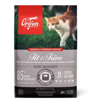 ORIJEN Fit and Trim Dry Cat Food, Grain Free Cat Food for Adult Cats, With WholePrey Ingredients