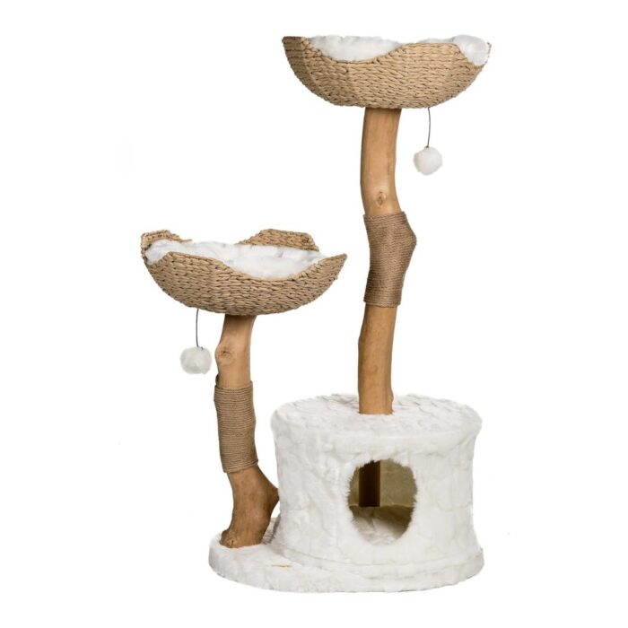 MAU Wood Cat Tree Tower for Large Cats - Alpine White