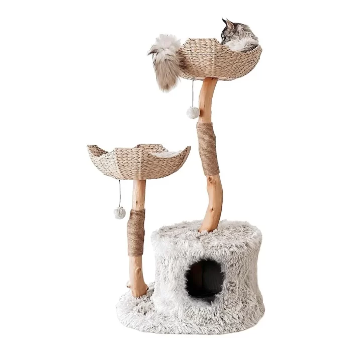 MAU Wood Cat Tree Tower for Large Cats - Bullet Gray