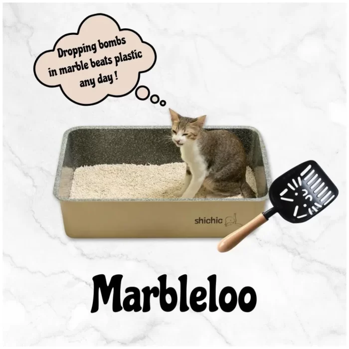 Shichic MarbleLoo - Cat Metal Litter Box & free Pooper Scooper
